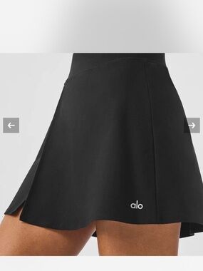 ALO Yoga Black Circle Skirt with Subtle Logo